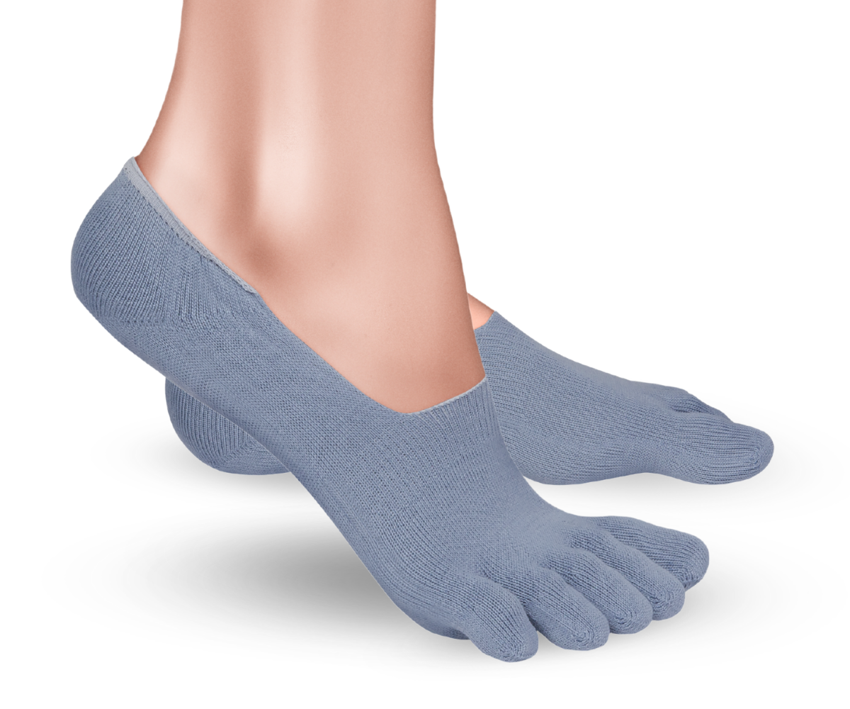 calze con dita Knitido Calzini Essentials No Show per le dita dei piedi in blu e grigio 