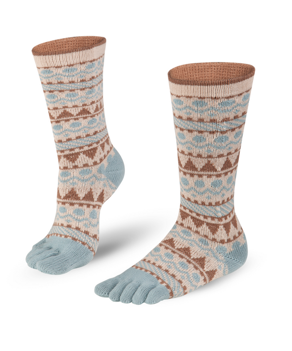 Biwa Cotton chaud chaussettes à orteils en coton pour femmes warm cotton toe socks women bleu clair beige light blue
