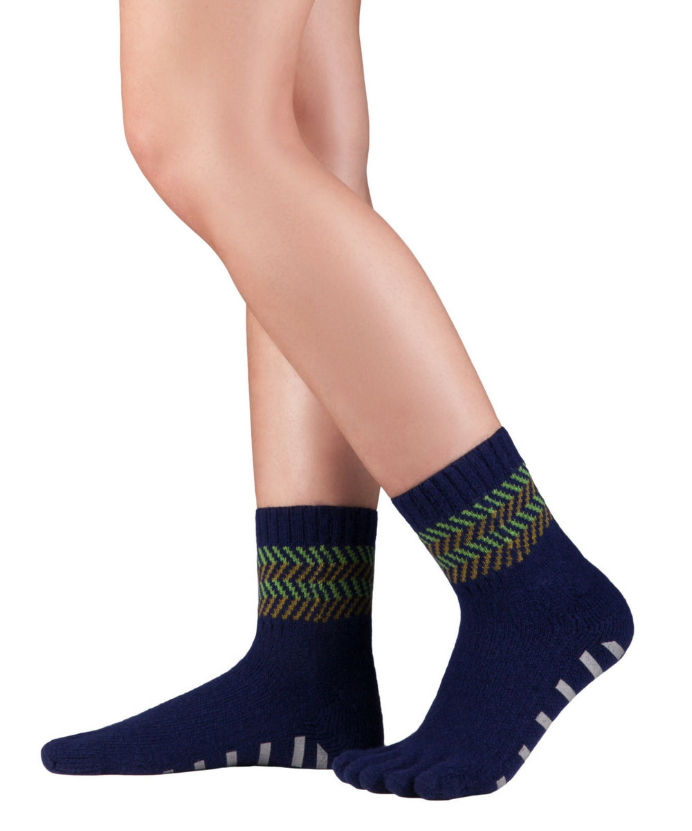 Merino Cashmere Home Socks mit ABS - blau grün