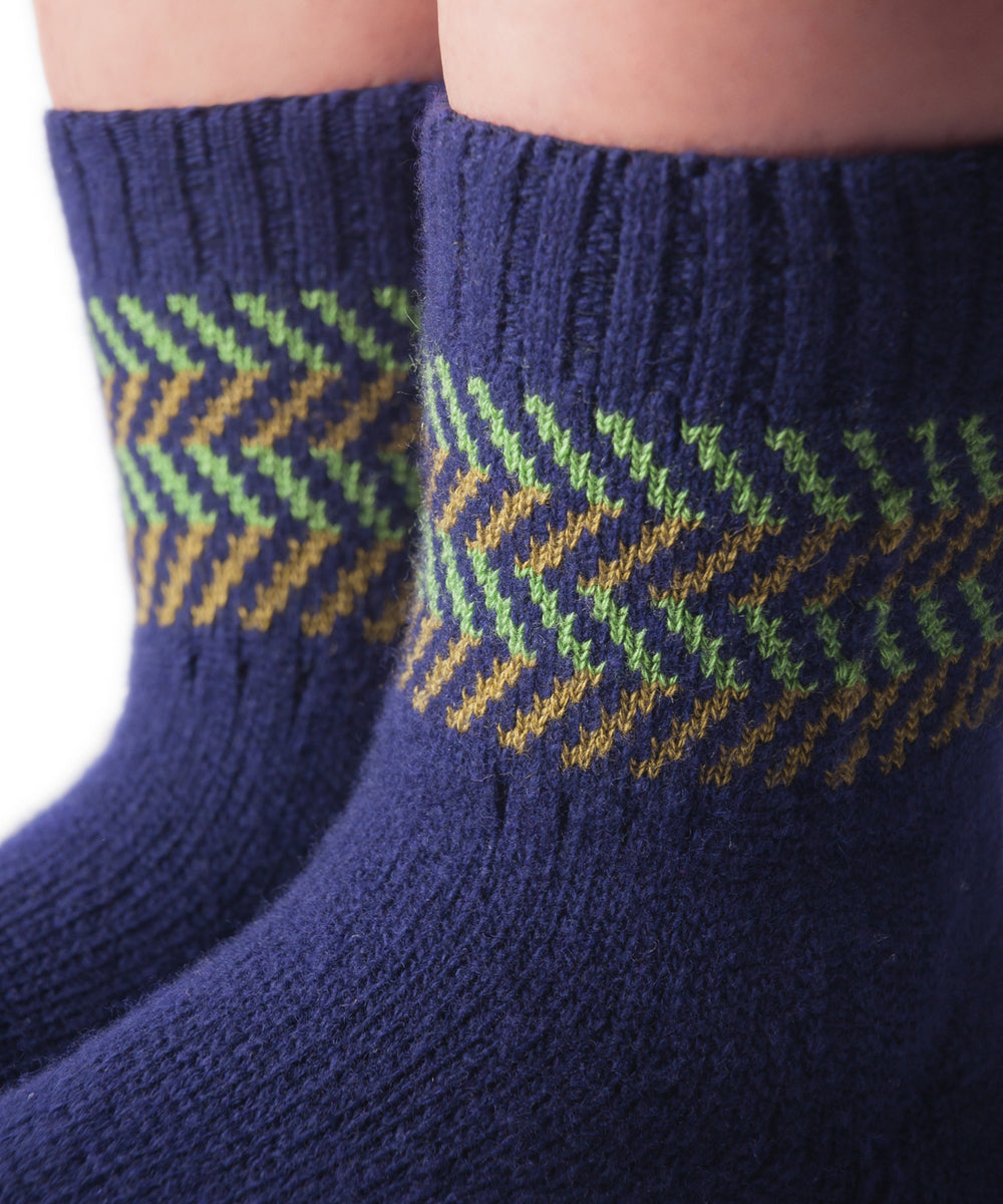 Merino Cashmere Home Socks with ABS - blue green