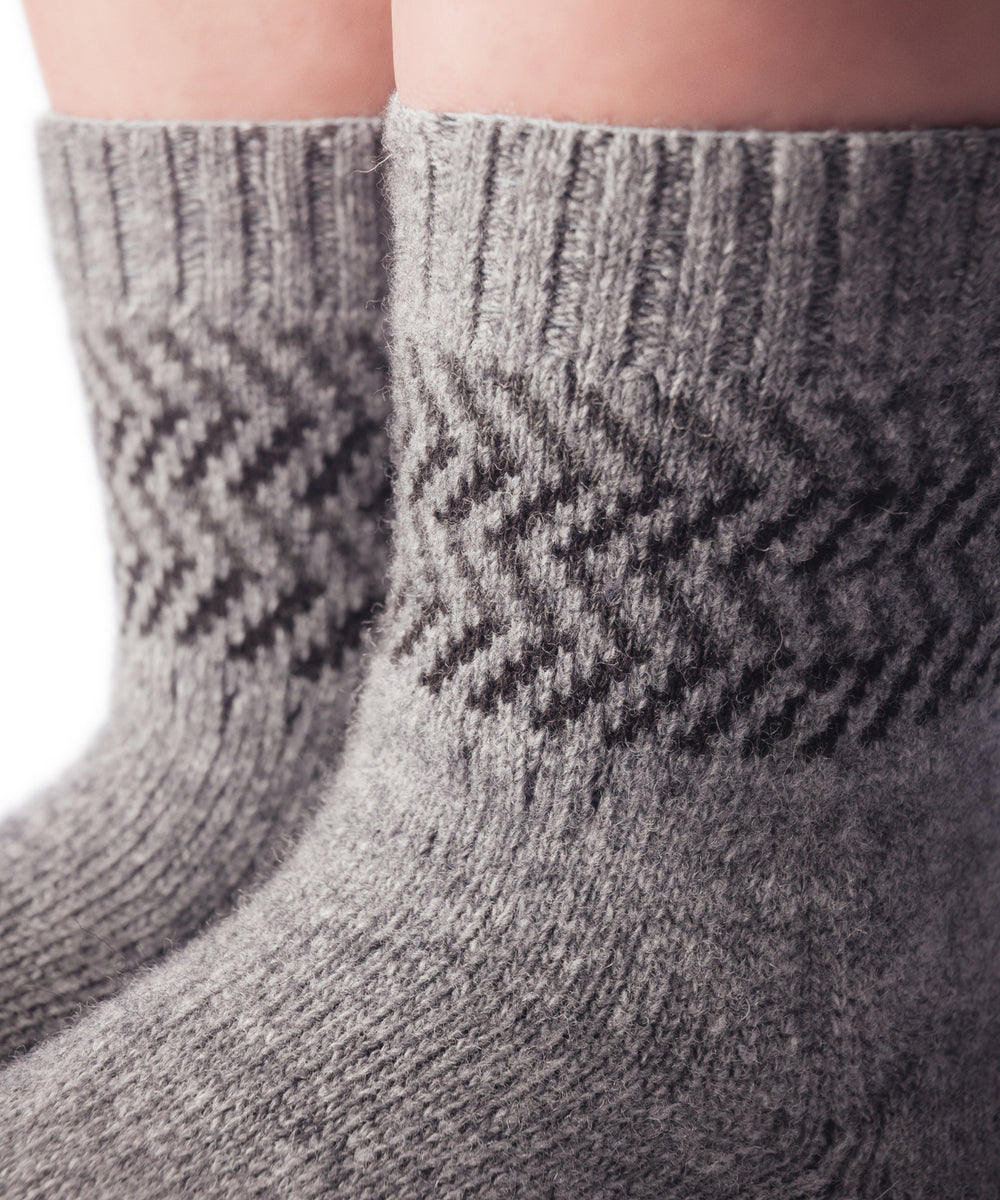 Merino Cashmere Home Socks mit ABS - grau schwarz