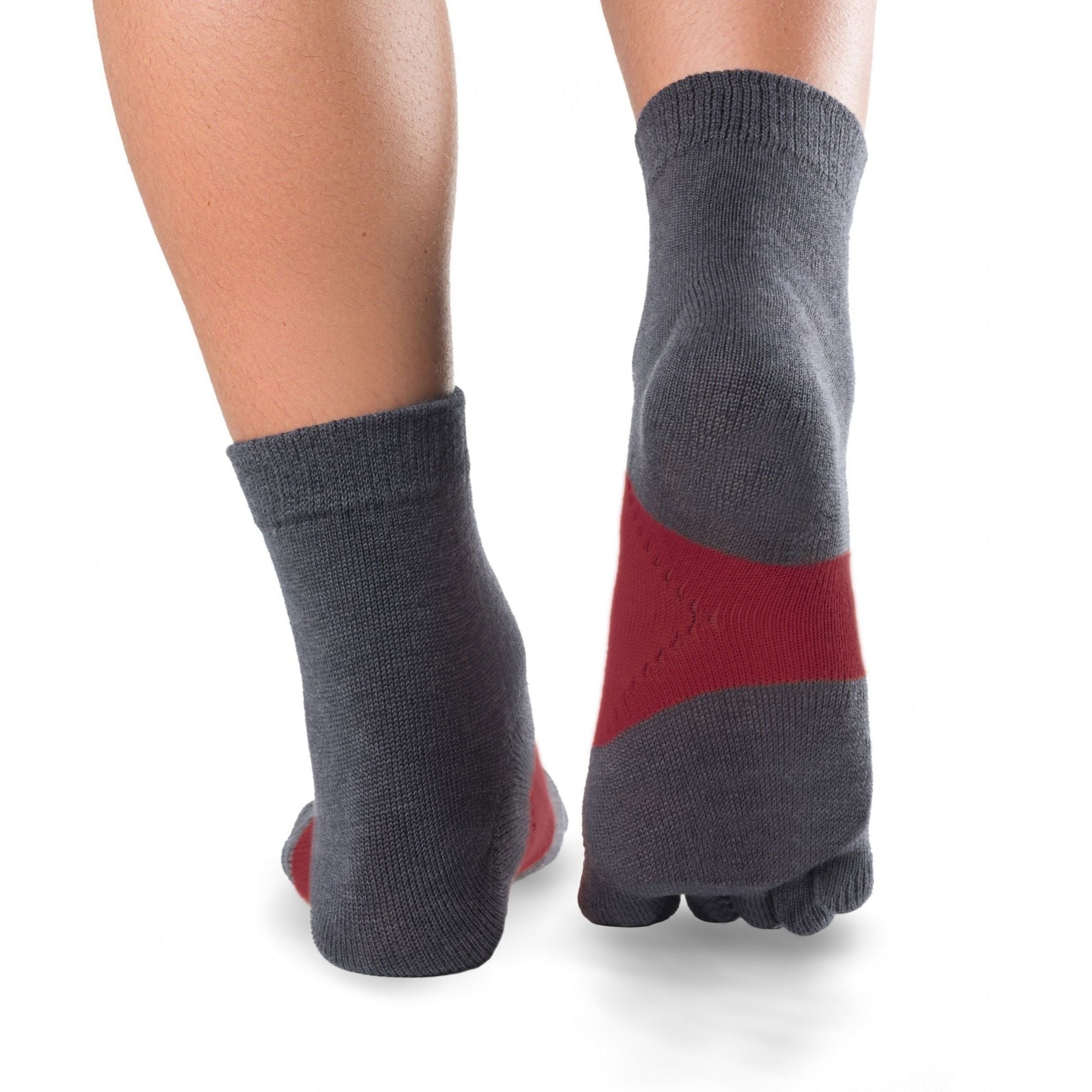 Running TS Running-calze con dita - l'essenziale running-calze con dita da Knitido :grigio / rosso carminio