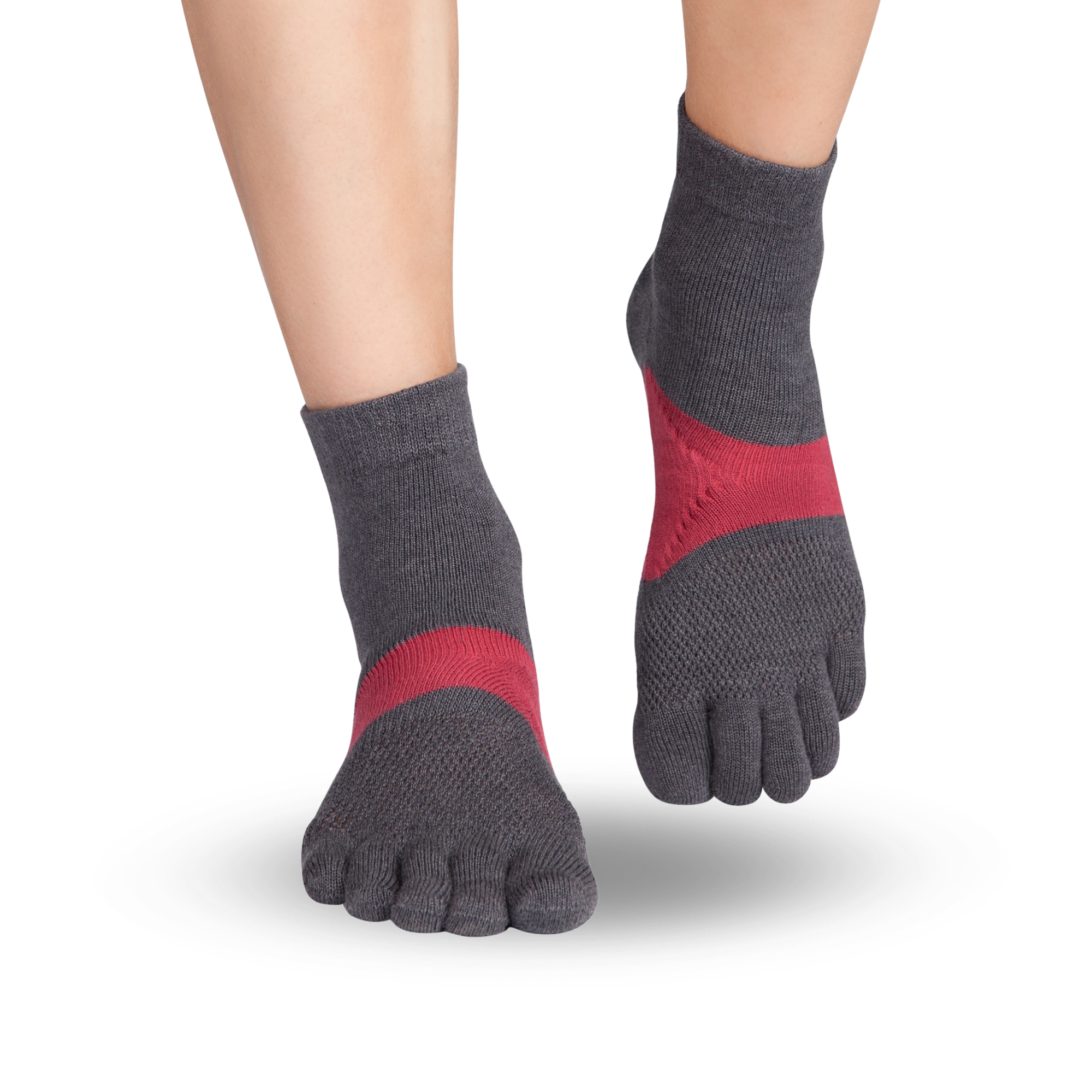 Running TS Running-calze con dita - l'essenziale running-calze con dita da Knitido :grigio / rosso carminio